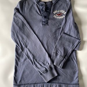 Hollister mens blue henley long sleeve shirt size Medium